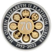 5 Pounds - Elizabeth II Platinum Jubilee; Silver proof with gold plating, United Kingdom, 2022 reverse image