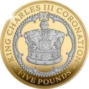 5 Pounds - Charles III Coronation; Silver Proof Gold Plated, United Kingdom, 2023 reverse image