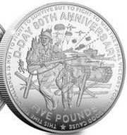 5 Pounds - Charles III D-Day; Silver Proof, United Kingdom, 2024 reverse image
