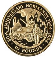 10 Pounds - Elizabeth II Normandy Invasion, United Kingdom, 1994 reverse image
