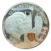 10 Pounds - Elizabeth II Golden Wedding - Silver, United Kingdom, 1997 reverse image