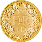 10 Pounds - Elizabeth II Diamond Jubilee; Gold Proof, United Kingdom, 2012 reverse image