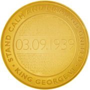 10 Pounds - Elizabeth II The 80th Anniversary of the King's Speech; Gold Proof, United Kingdom, 2019 reverse image