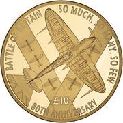 10 Pounds - Elizabeth II Battle of Britain, United Kingdom, 2020 reverse image