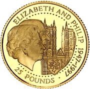 25 Pounds - Elizabeth II Golden Wedding - Gold, United Kingdom, 1997 reverse image
