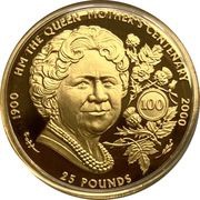 25 Pounds - Elizabeth II Queen Mother's 100th Birthday - Gold, United Kingdom, 2000 reverse image