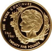 25 Pounds - Elizabeth II Princess Diana, United Kingdom, 2002 reverse image
