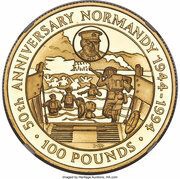 100 Pounds - Elizabeth II Normandy Invasion, United Kingdom, 1994 reverse image