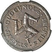 1 Penny - James Stanley, United Kingdom, 1733 reverse image