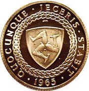 1 Sovereign - Bicentenary of Revestment Act 200th Anniversary of Acquisition, United Kingdom, 1965 reverse image