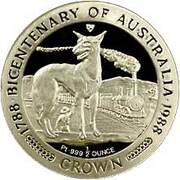 ½ Crown - Elizabeth II Bicentenary of Australia - Dingo; Platinum Proof reverse image