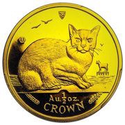 ½ Crown - Elizabeth II Burmese Cat; Gold reverse image