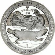 1 Crown - Elizabeth II Bicentenary of Australia; Silver Proof Issue reverse image