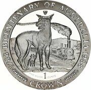 1 Crown - Elizabeth II Bicentenary of Australia; Silver Proof Issue reverse image