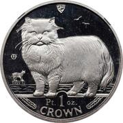 1 Crown - Elizabeth II Persian Cat; Platinum Issue reverse image