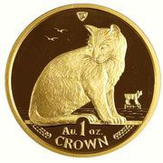 1 Crown - Elizabeth II New York Alley Cat; Gold, United Kingdom, 1990 reverse image