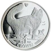 1 Crown - Elizabeth II Norwegian Forest Cat, United Kingdom, 1991 reverse image