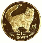 1 Crown - Elizabeth II Norwegian Cat; Gold reverse image