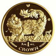 1 Crown - Elizabeth II Maine Coon Cat; Gold reverse image