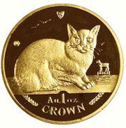 1 Crown - Elizabeth II Burmese Cat; Gold reverse image