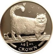 1 Crown - Elizabeth II Birman cat; Silver Proof, United Kingdom, 1998 reverse image