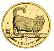 1 Crown - Elizabeth II Birman Cat; Gold, United Kingdom, 1998 reverse image