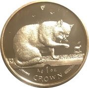 1 Crown - Elizabeth II Blue British Short Hair Cat; Silver Issue reverse image