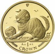 1 Crown - Elizabeth II Scottish Fold Cat; Gold reverse image