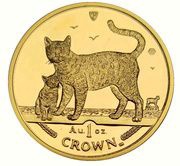 1 Crown - Elizabeth II Bengal Cat; Gold reverse image