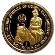 1 Crown - Elizabeth II Golden Jubilee - Queen on horseback, United Kingdom, 2002 reverse image