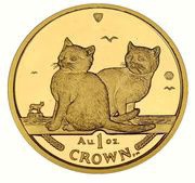 1 Crown - Elizabeth II Balinese Cat; Gold, United Kingdom, 2003 reverse image