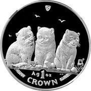 1 Crown - Elizabeth II Exotic Shorthair Cat; Silver Proof, United Kingdom, 2006 reverse image