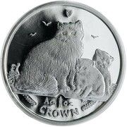 1 Crown - Elizabeth II Ragdoll Cat; Silver, United Kingdom, 2007 reverse image
