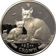 1 Crown - Elizabeth II Burmilla Cat; Silver, United Kingdom, 2008 reverse image