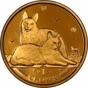 1 Crown - Elizabeth II Turkish Angora Cat; Gold reverse image
