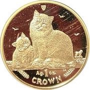 1 Crown - Elizabeth II Siberian Cat; Silver, United Kingdom, 2013 reverse image