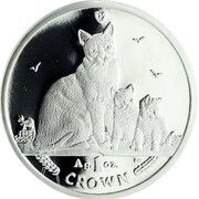 1 Crown - Elizabeth II Snowshoe Cat; Silver, United Kingdom, 2014 reverse image