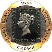 2 Crowns - Elizabeth II Penny Black, United Kingdom, 1990 reverse image