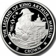 5 Crown - Elizabeth II The Legend of King Arthur - Merlin, United Kingdom, 1996 reverse image