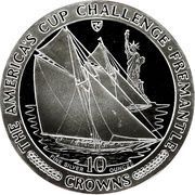 10 Crowns - Elizabeth II Sailboats and Statue of Liberty, United Kingdom, 1987 reverse image