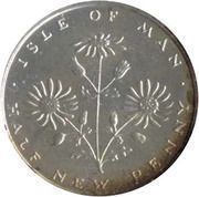 ½ New Penny - Elizabeth II ragwort; silver, United Kingdom, 1975 reverse image