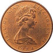 ½ Penny - Elizabeth II Fuchsia flower on shield obverse image