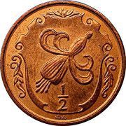 ½ Penny - Elizabeth II Fuchsia flower on shield, United Kingdom, 1984 reverse image