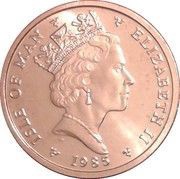 ½ Penny - Elizabeth II Fuchsia flower on shield obverse image