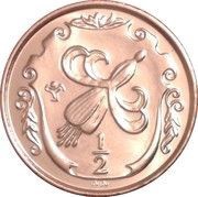 ½ Penny - Elizabeth II Fuchsia flower on shield, United Kingdom, 1985 reverse image