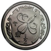 ½ Penny - Elizabeth II Fuchsia flower on shield; Year of Sport; platinum, United Kingdom, 1985 reverse image