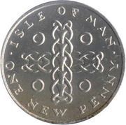 1 New Penny - Elizabeth II ring and celtic chain; silver, United Kingdom, 1975 reverse image