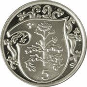 5 Pence - Elizabeth II Quincentenary of the College of Arms; Silver Proof Issue, United Kingdom, 1985 reverse image