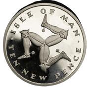 10 New Pence - Elizabeth II 2nd portrait; Platinum Proof, United Kingdom, 1975 reverse image
