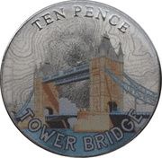 10 Pence - Charles III Tower Bridge, United Kingdom, 2023 reverse image